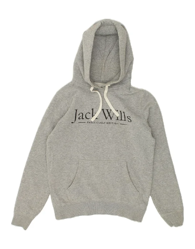 Special Savings JACK WILLS Womens Graphic Hoodie Jumper UK 6 XS Grey Cotton