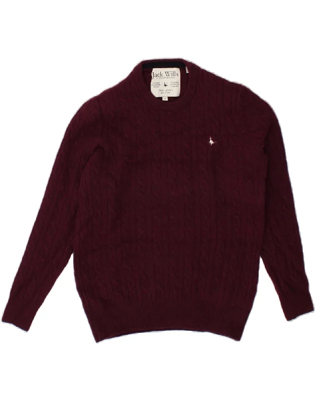 Massive Deals JACK WILLS Womens Crew Neck Jumper Sweater UK 12 Medium Burgundy