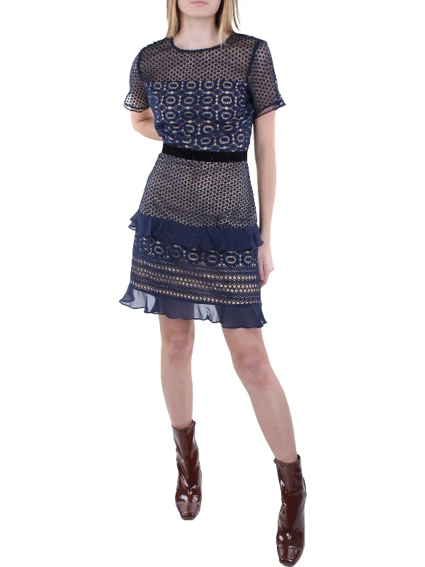 Bargain Prices Womens Lace Chiffon Trim Cocktail and Party Dress