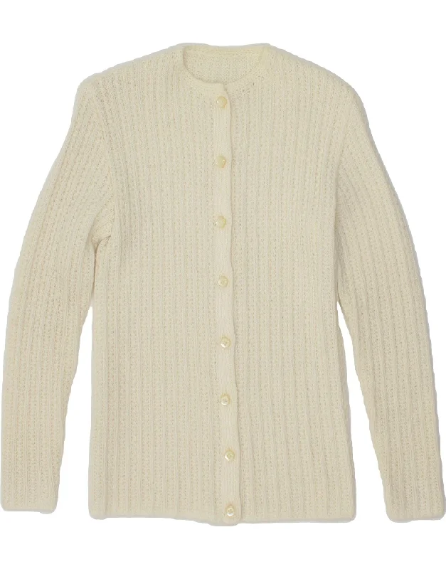 Clearance Event VINTAGE Womens Cardigan Sweater UK 4 XS Off White