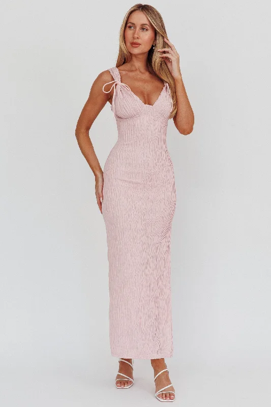 Lowest Price In My Feels Textured Maxi Dress Blush