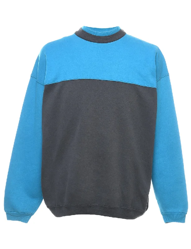 Final Clearance Two-Tone Blue & Grey Contrast Plain Sweatshirt - L
