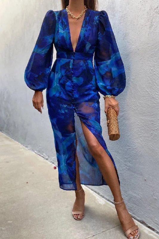 Hurry In Karlita Midi Dress - Blue