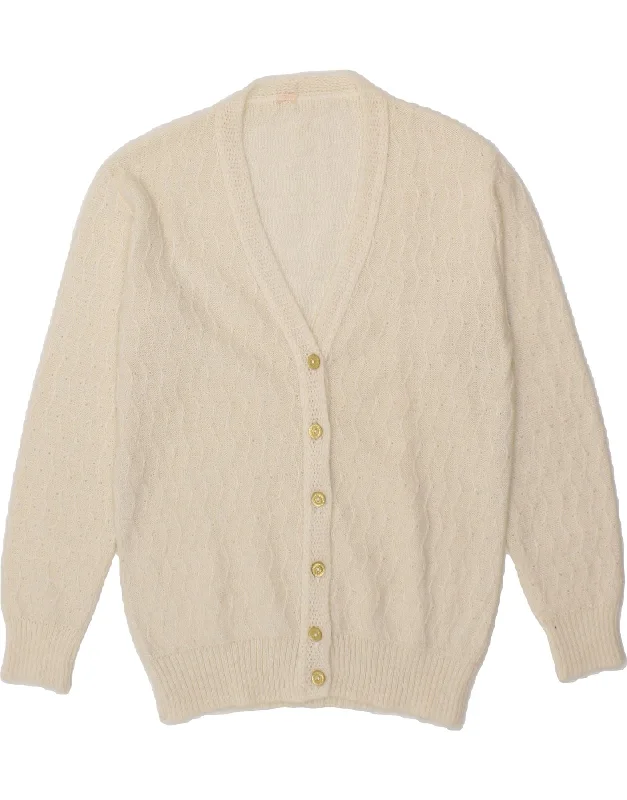 Buy More, Save More VINTAGE Womens Cardigan Sweater UK 14 Medium Off White Acrylic
