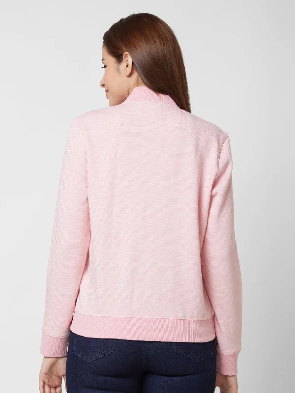 Exclusive Savings Spykar Round Neck Full Sleeve Pink Sweatshirt For Women