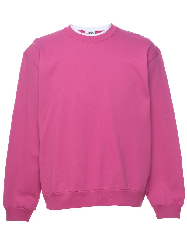 Instant Discount Pink Plain Sweatshirt - L