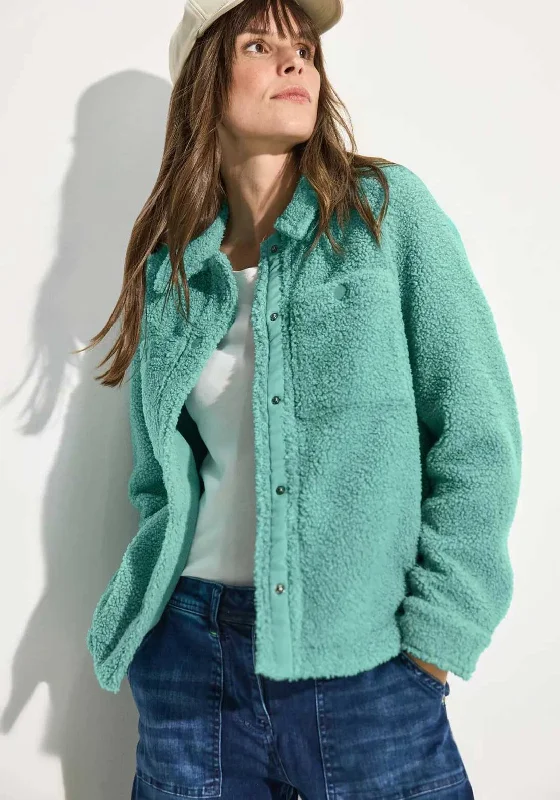 New Deals Cecil Teddy Button Up Overshirt, Turquoise