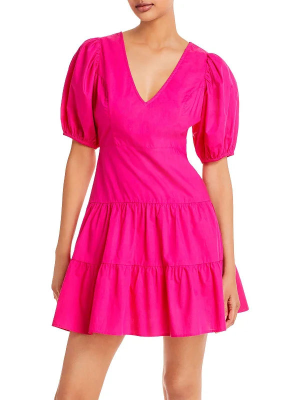 Massive Deals Birch Womens Poplin V-Neck Mini Dress