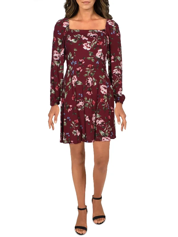 Best Bargains Womens Floral Print Off-The-Shoulder Shirtdress