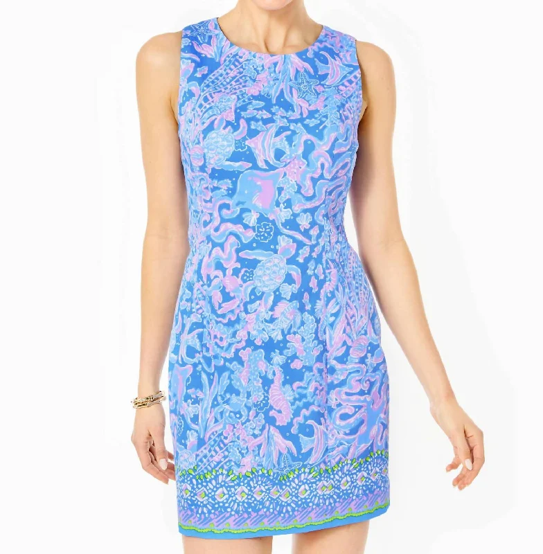 Price Rollback Mila Stretch Shift Dress in Sea What I Sea
