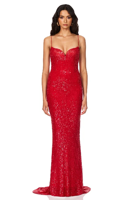 Price Blitz Nookie Serena Sequin Gown - Scarlet Red