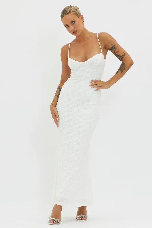 Price Slash Lennox Elastic Back Bodycon Dress White