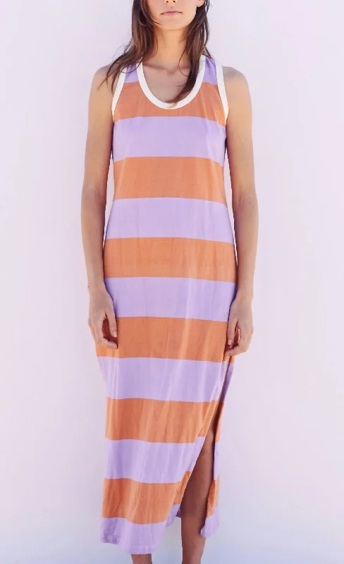 Special Buy RUGBY STRIPE RACERBACK MAXI DRESS in Light Orchid Clay