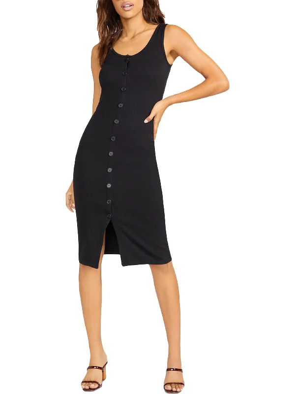 Exclusive Deal Vision of Love Womens Ribbed Knit Button Front Sheath Dress