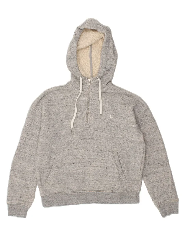 Great Deals JACK WILLS Womens Oversized Zip Neck Hoodie Jumper UK 10 Small Grey