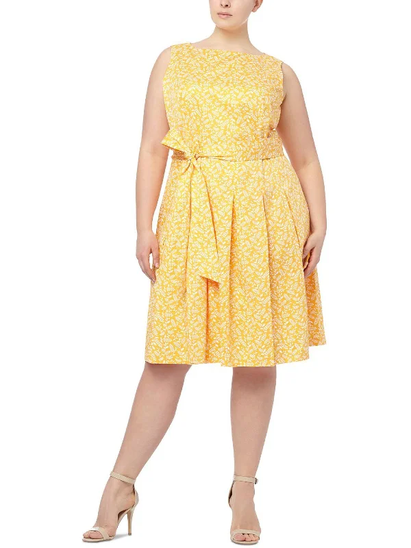Deal Alert Plus Womens Floral Calf Midi Dress