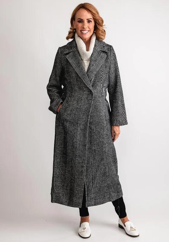 Blowout Deals Oui Chevron Print Trench Coat, Grey