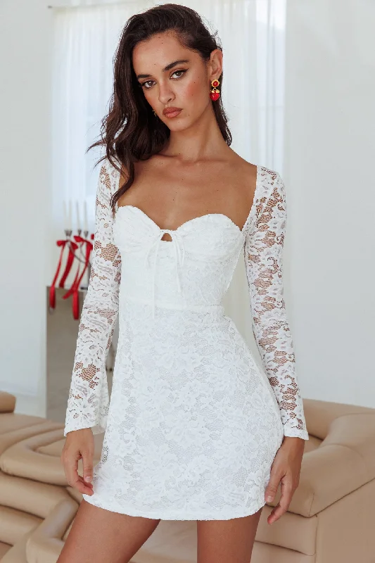 Special Savings Like An Angel Long Sleeve Lace Dress White