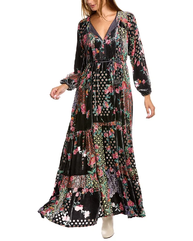 Deal Zone Johnny Was Rose Burnout Uma Silk-Blend Dress