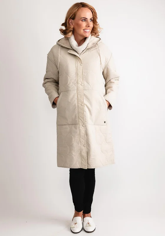Crazy Savings Rino & Pelle Effie Quilted Midi Coat with Teddy Lining, Beige