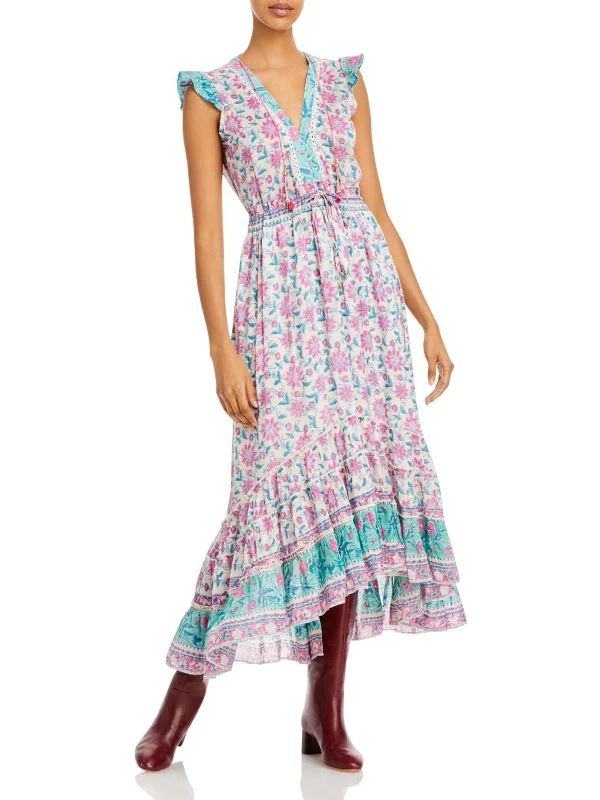 Savings Bonanza Womens Silk Blend Midi Fit & Flare Dress