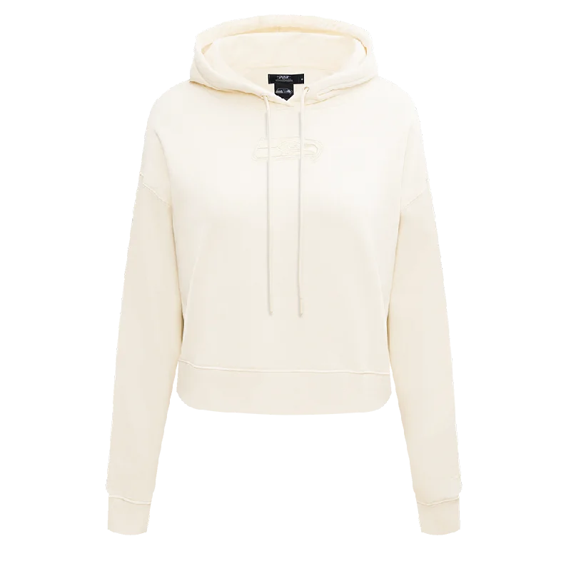Best Bargains NFL SEATTLE SEAHAWKS NEUTRAL WOMEN'S CROPPED PO HOODIE (EGGSHELL)