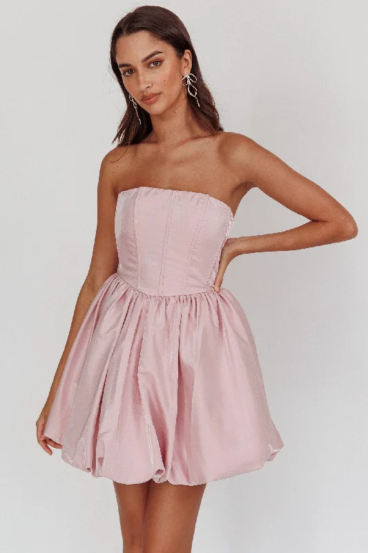 Doorbuster Deal Radiant Strapless Bubble Mini Dress Pink