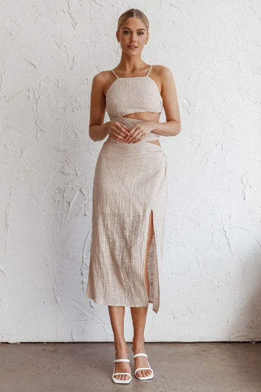 Buy Now Virgin Islands Cut-Out Midi Dress Sand