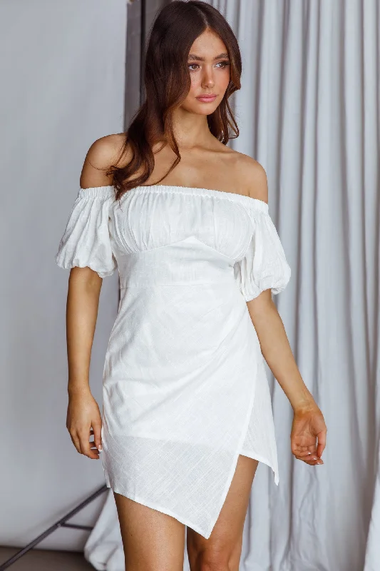 Today's Special Dayanara Off-Shoulder Puff Sleeve Dress White