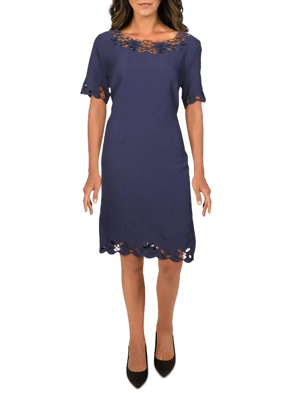 Weekend Deal Womens Lace Trim Floral Cocktail Dress