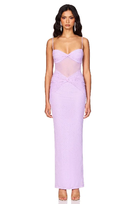 Shop and Save Nookie Crystal Mesh Maxi Dress - Lilac