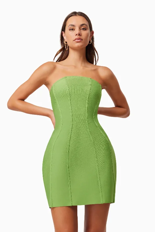 Referral Discount Rose Strapless Mini Dress - Green