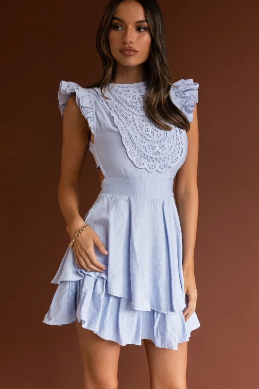 Value Deals Nellie Lace Bust High Neck Dress Blue