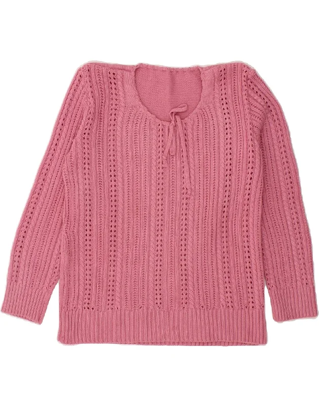 Midnight Sale VINTAGE Womens Crew Neck Jumper Sweater UK 10 Small Pink