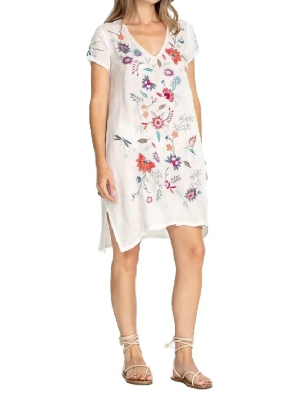 Deal Dash Phoebe Drape Tunic Dress in White