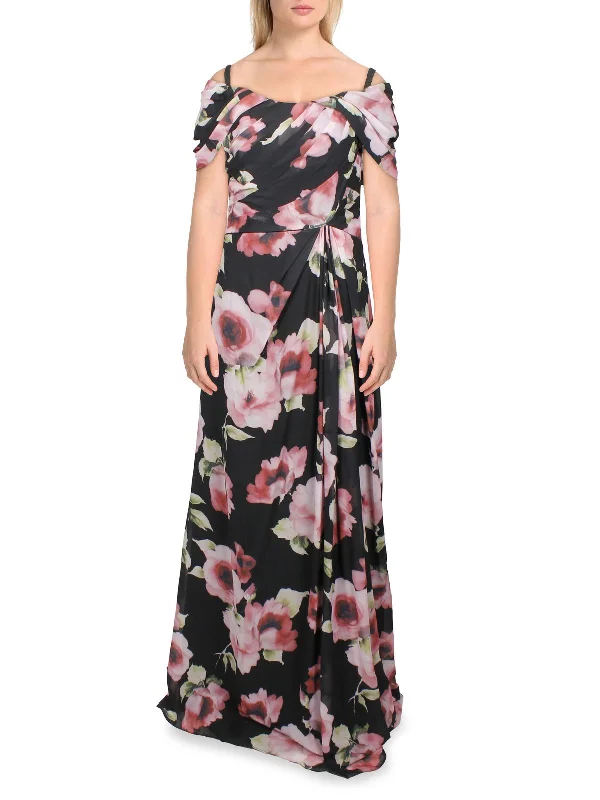 Final Markdown Womens Off the Shoulder Maxi Evening Dress