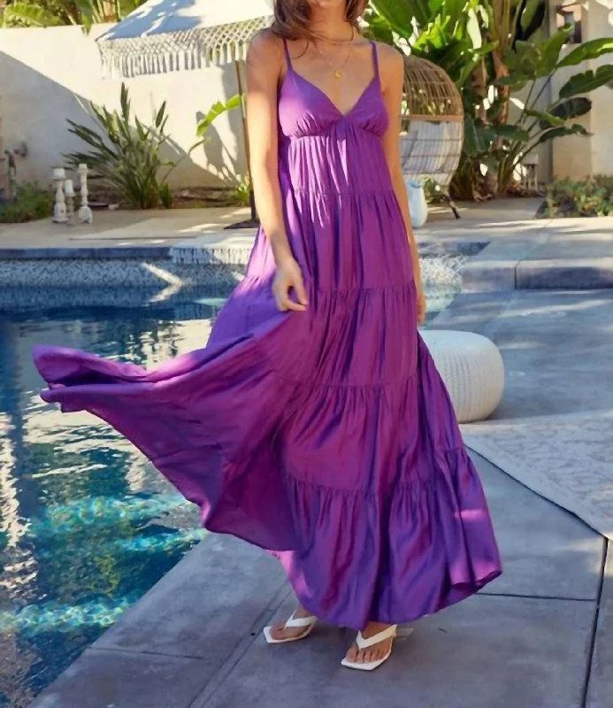 Special Price Issac Tiered Maxi Dress in Violet