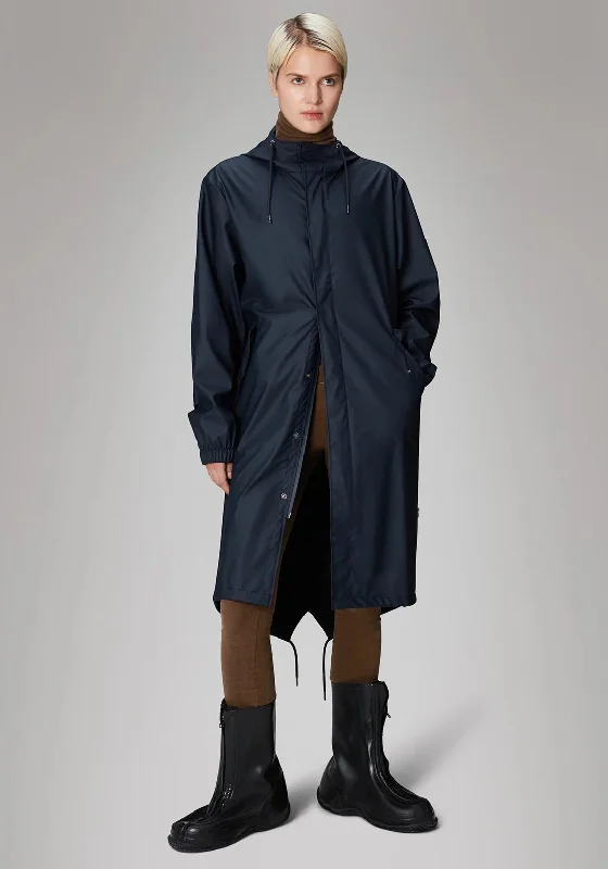 Quick Sale Rains Fishtail Parka Long Raincoat, Navy