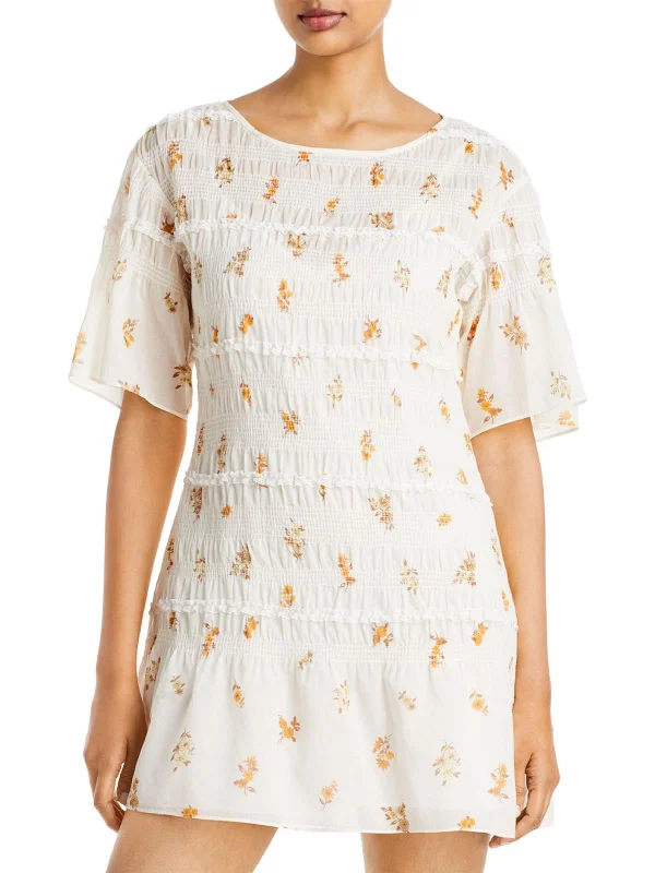 Discount Mania Ines Womens Printed Short Mini Dress