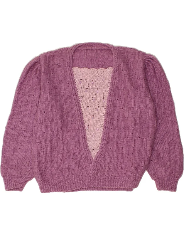 Don't Wait VINTAGE Womens Crew Neck Jumper Sweater UK 18 XL Purple Colourblock