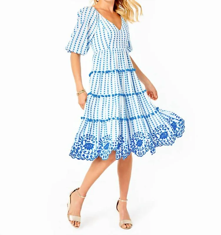 Early Access Sidney Midi Dress in Gingham Stripe Jacquard