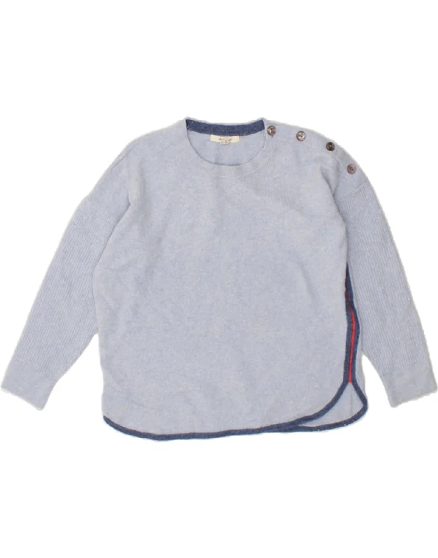 Markdowns WHITE STUFF Womens 3/4 Sleeve Crew Neck Jumper Sweater UK 12 Medium Blue