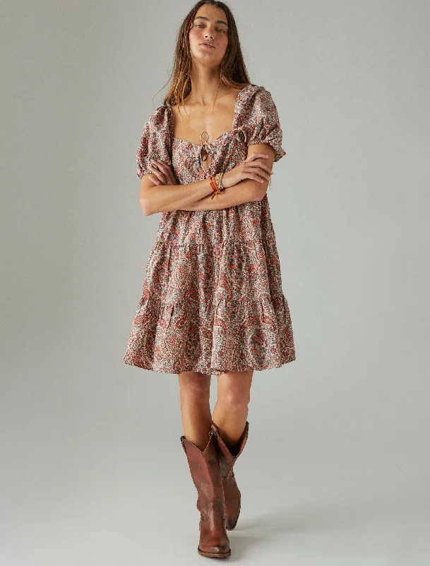 Amazing Deals Lucky Brand Womens Printed Mini Dress