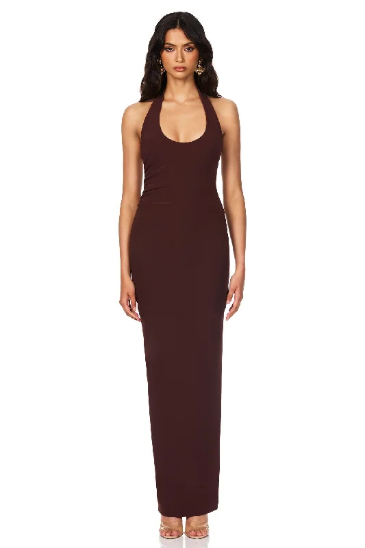 Clearance Sale Nookie Natalia Halter Maxi Dress - Chocolate