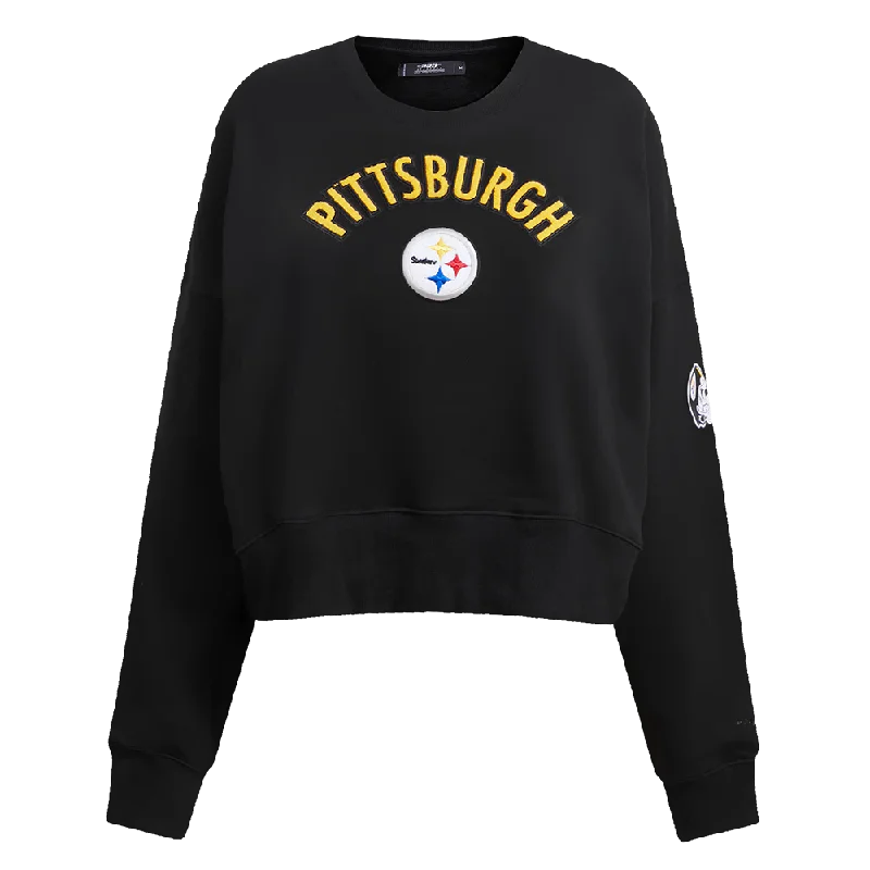 Steals and Deals NFL PITTSBURGH STEELERS CLASSIC WOMEN'S CREWNECK (BLACK)