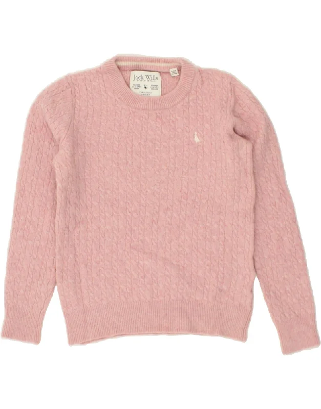 Value Deals JACK WILLS Womens Crop Crew Neck Jumper Sweater UK 12 Medium  Pink