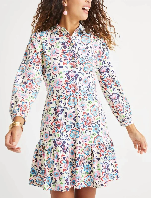 Markdowns Henley Dress in Mini Floral Chintz Cream