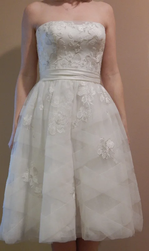 Limited Time Discount Melissa Sweet Tea Length Gown with Diagonal Banding #MS251047