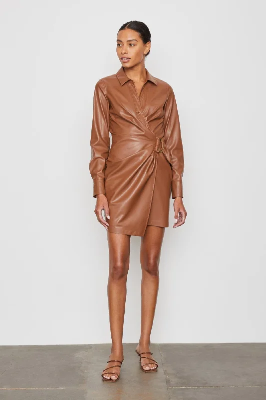 Midnight Sale Camryn Vegan Leather Dress in Macchiato
