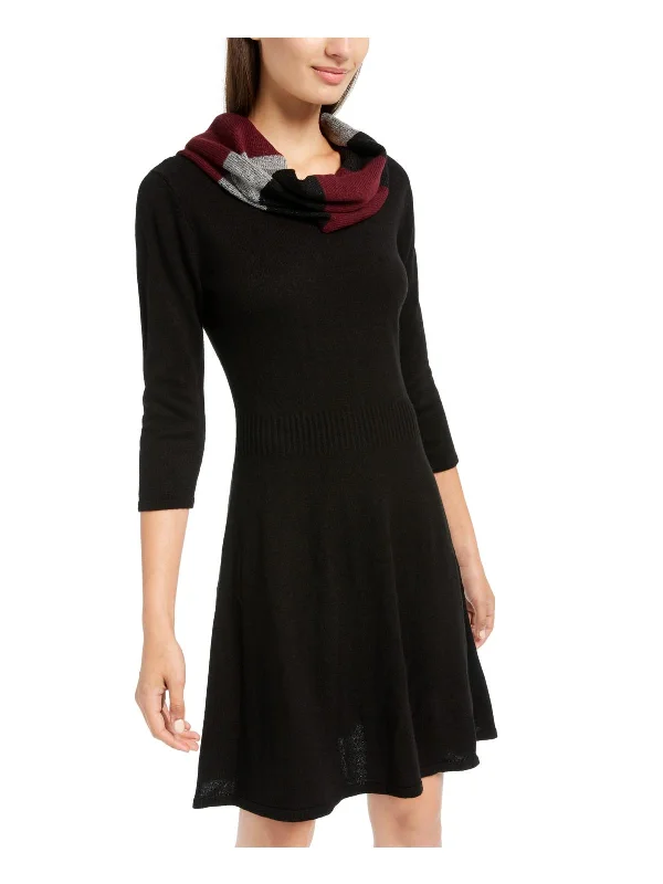 Incredible Offers Juniors Womens 3/4 Sleeves A-Line Sweaterdress
